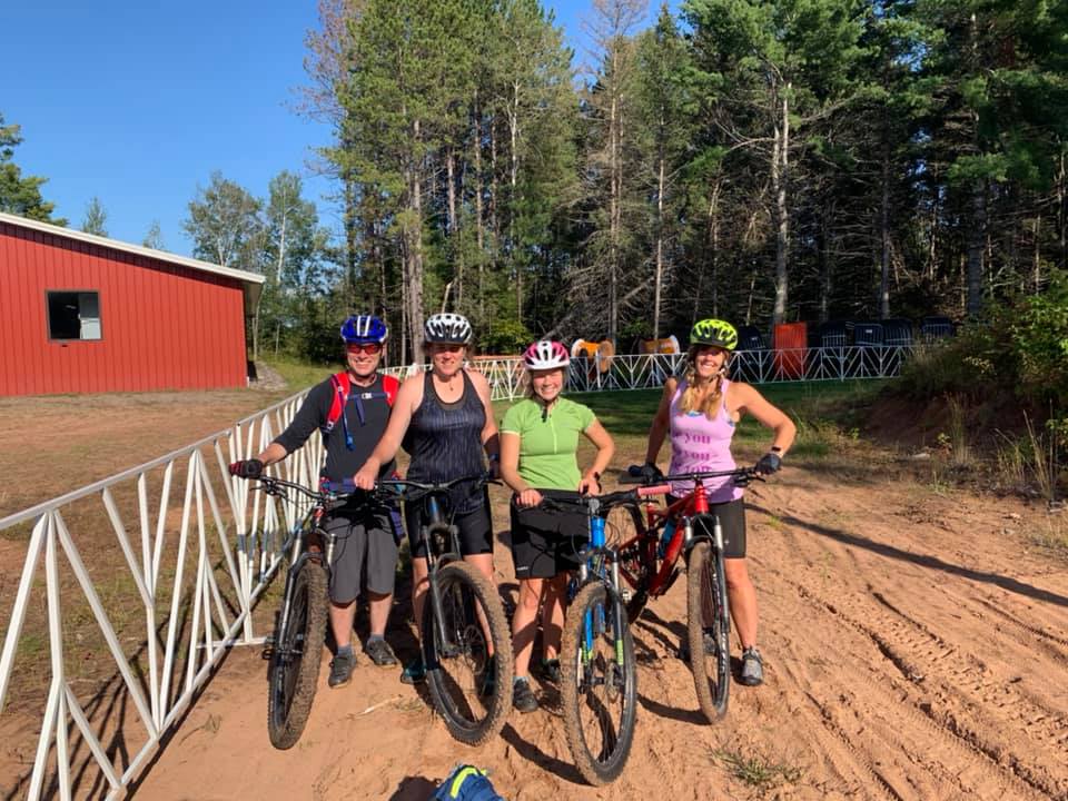 mom's mountain biking at the Birkie start line