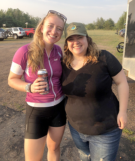 Lauren and Dani enjoy time together after the ride