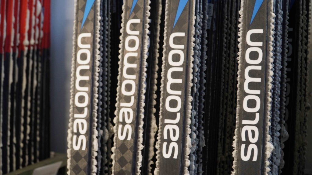 Salomon cross country skis before finishing.