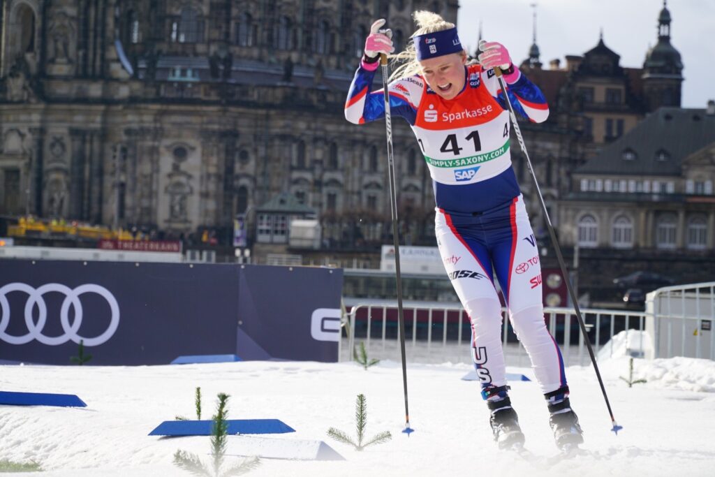 Hannah Halvorsen competes in her first World Cup event.