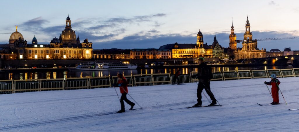 An evening ski in Dresden, Germany.