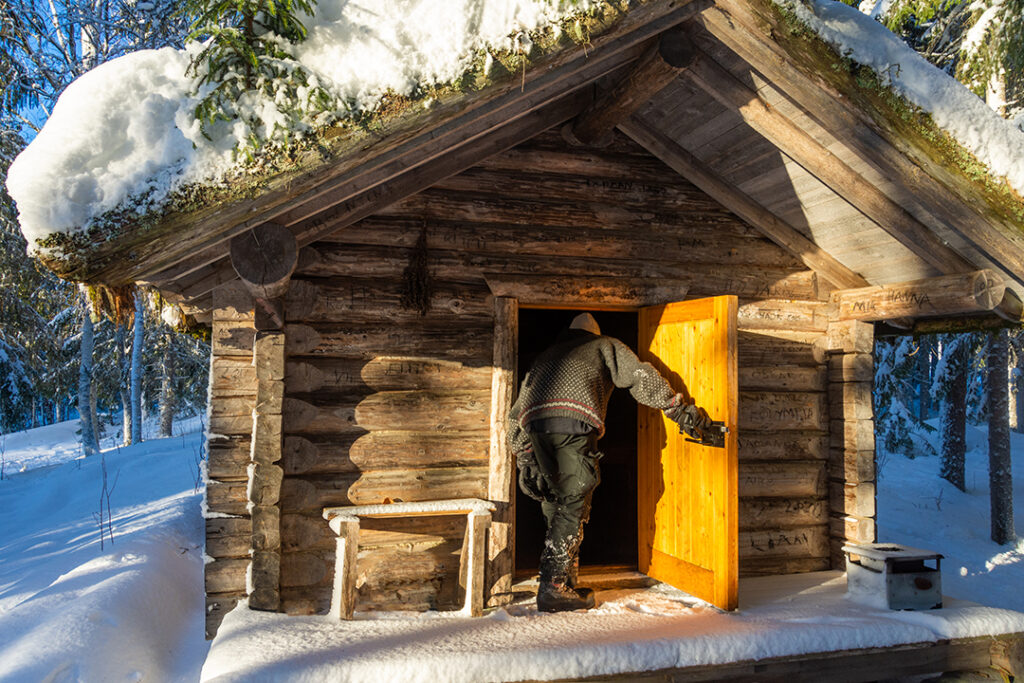 Checking out a cabin along the Öreälvsleden in Northern Sweden.