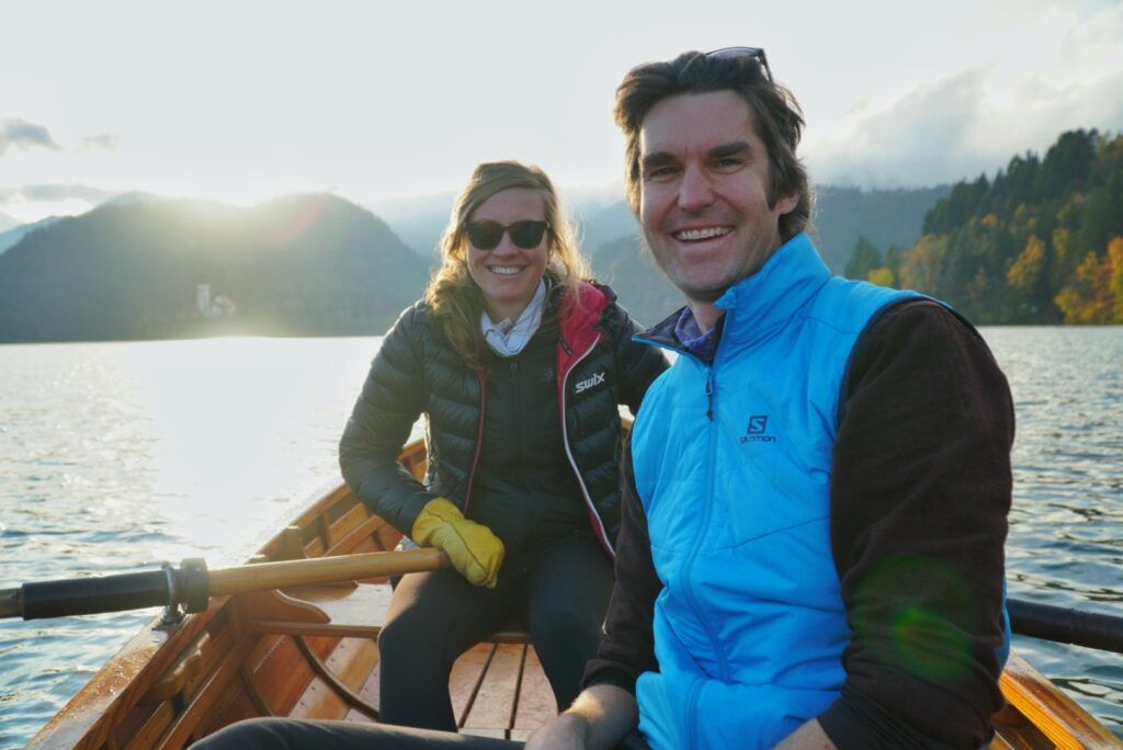 Exploring Lake Bled by rowboat