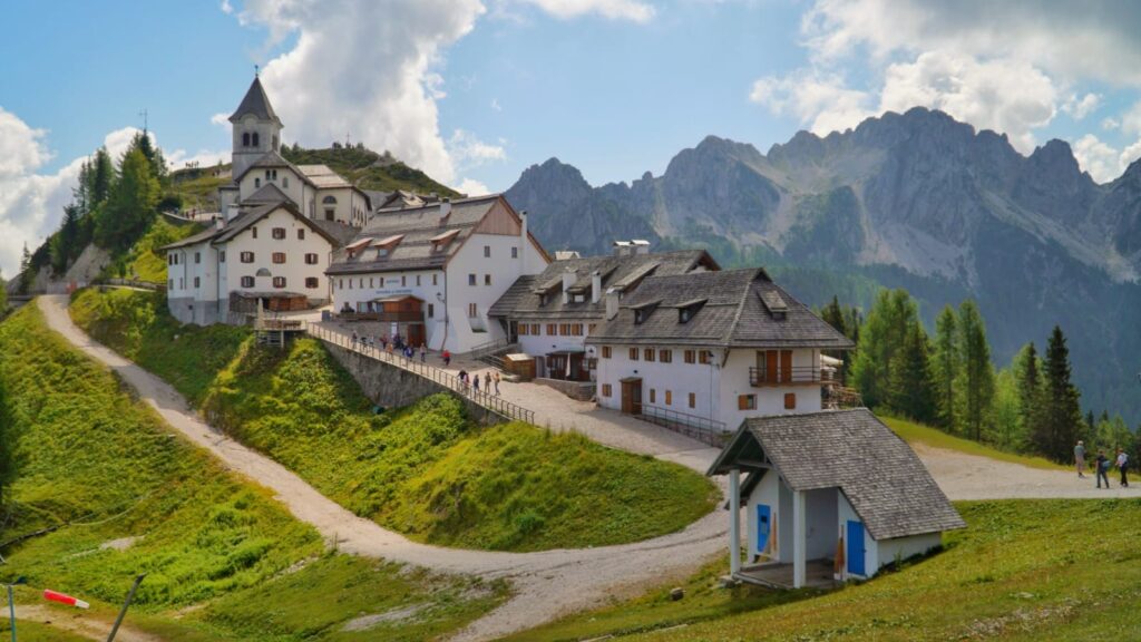 The mountaintop village of Monte Lussari in Italy