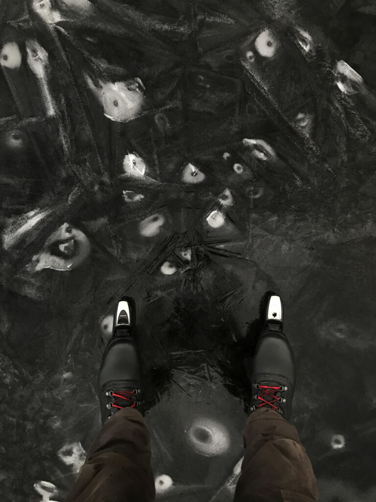 Interesting ice formations seen while nordic skating