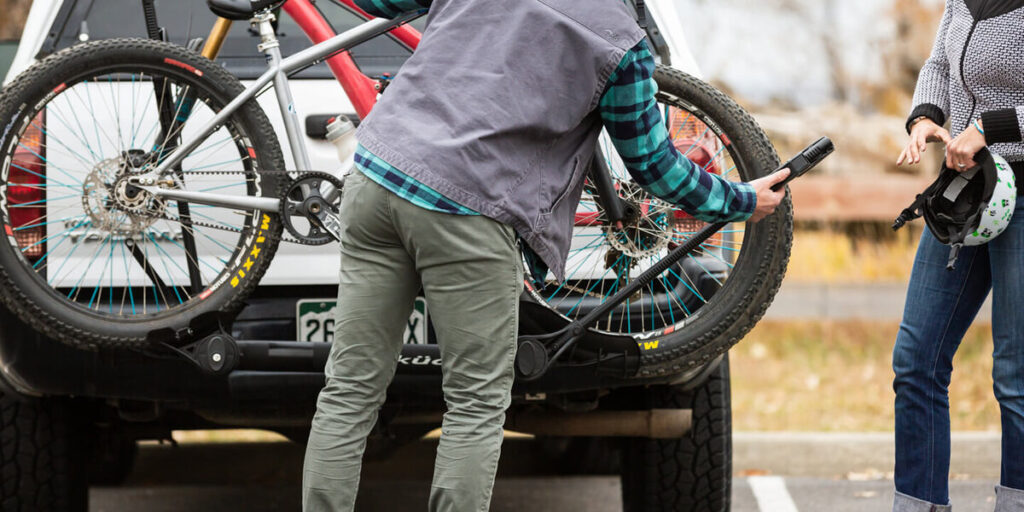 Loading up the bikes in a Kuat tray car rack