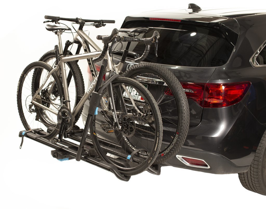 A RockyMounts tray rack loaded up with bikes