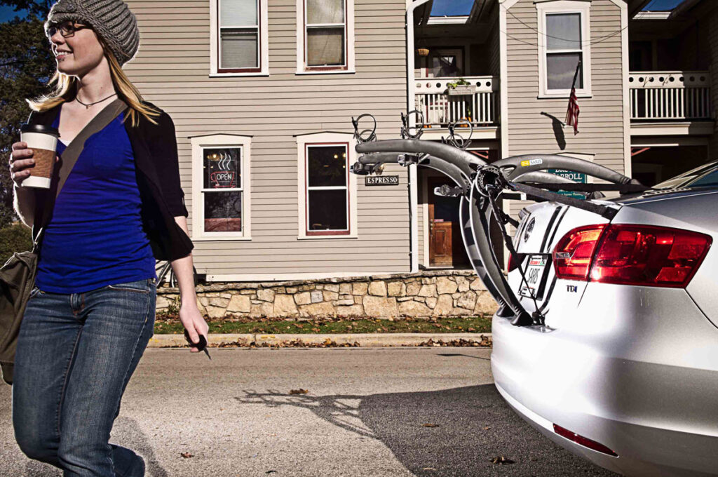 Errands are easy to follow up with a bike ride when a rack is ready to go.