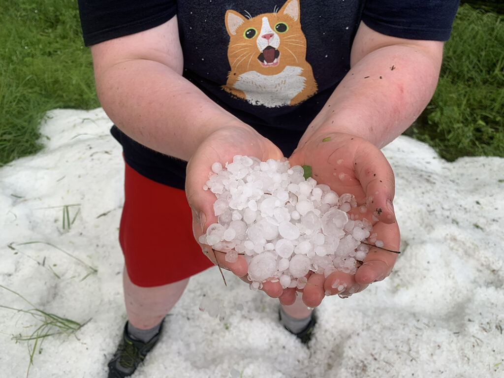 Storms produced this pile of hail