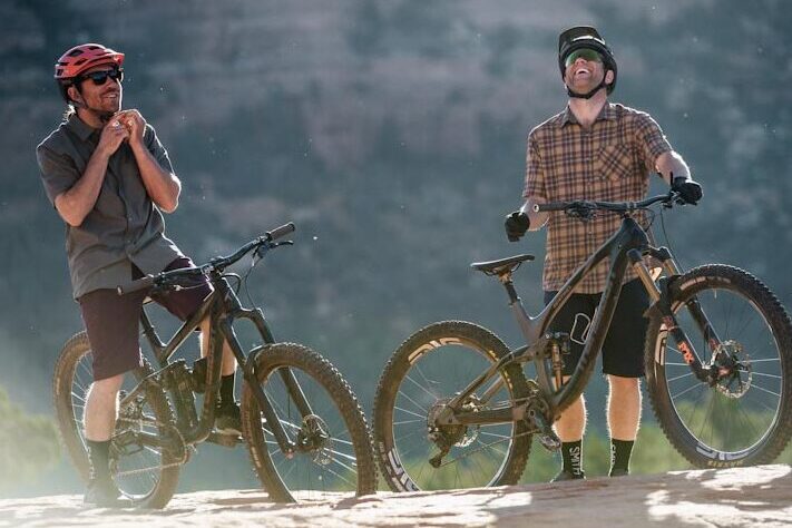 Dads out mountain biking the trails