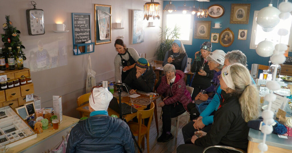 Watching the Olympics from a trailside cafe in France.