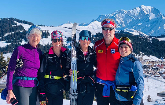 Skiing with views from Les Saisies in the French Alps.