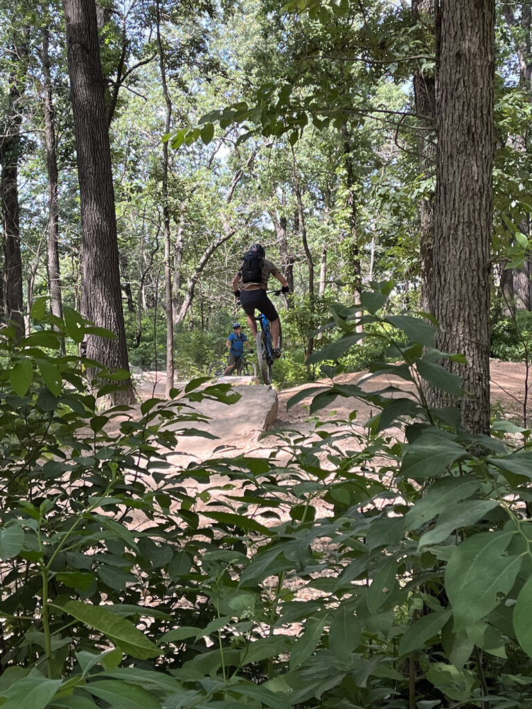 Checking on all the features on Bentonville trails.