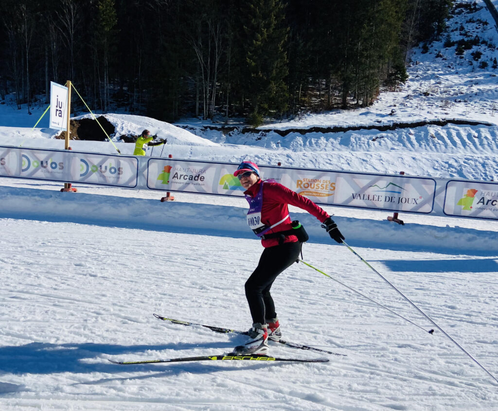 skate skiing the Transjurianne in France 