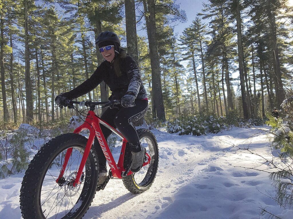 Having a blast on the Hayward Hospital Fat Bike Trails in winter