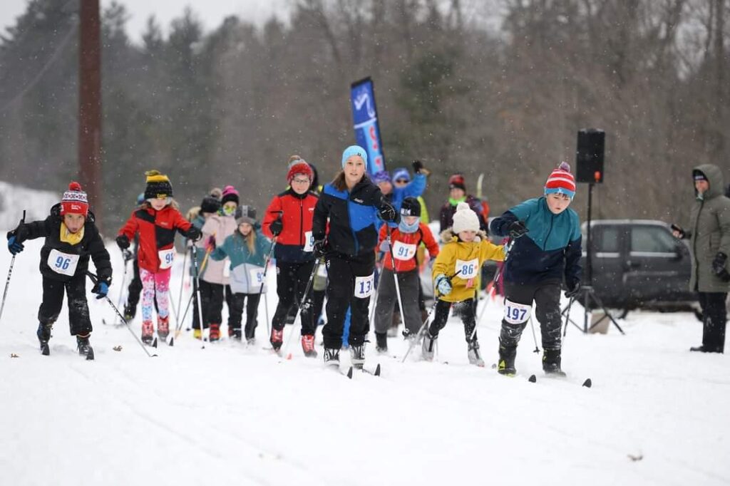 Kids start the Cookie Classic, a part of the North End Classic ski race