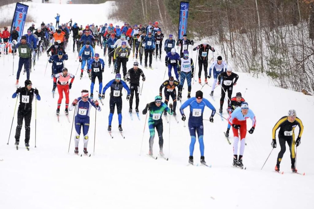 After the gun at the North End Classic XC ski race in Cable, WI