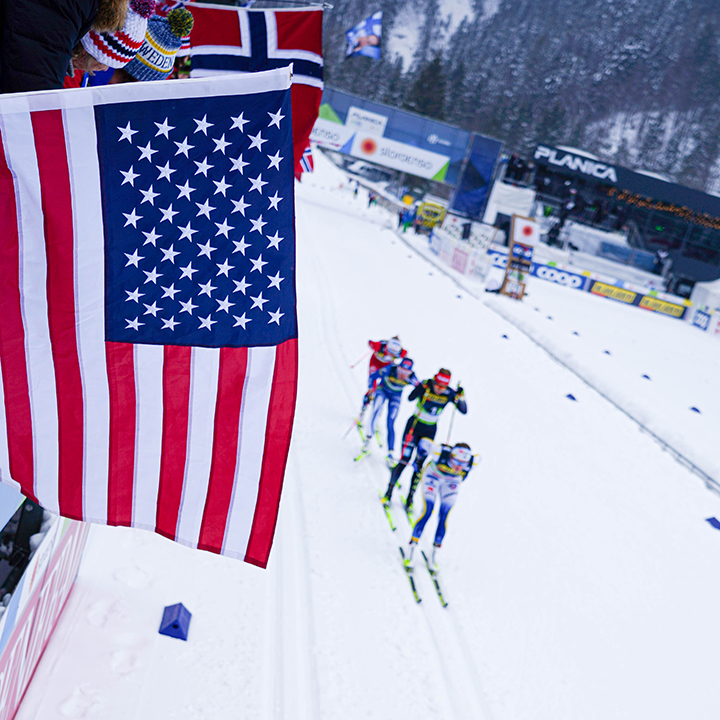 Skiing under the Stars and Stripes.