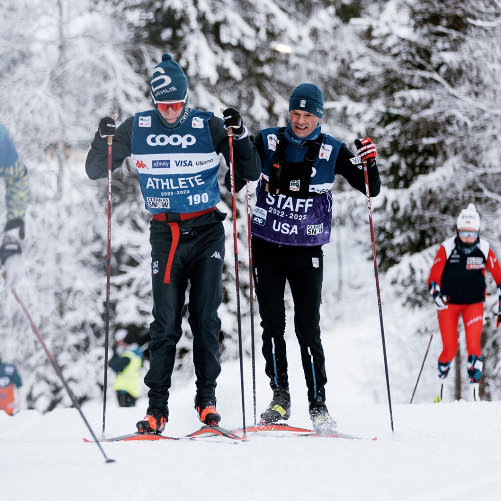 Zak Ketterson racing on a very snowy course.