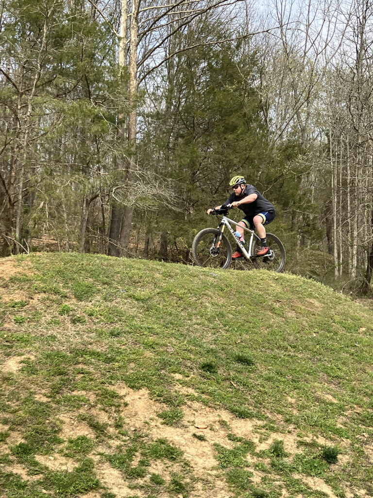 Mountain bike ready position for New Moon owner, Chris Young