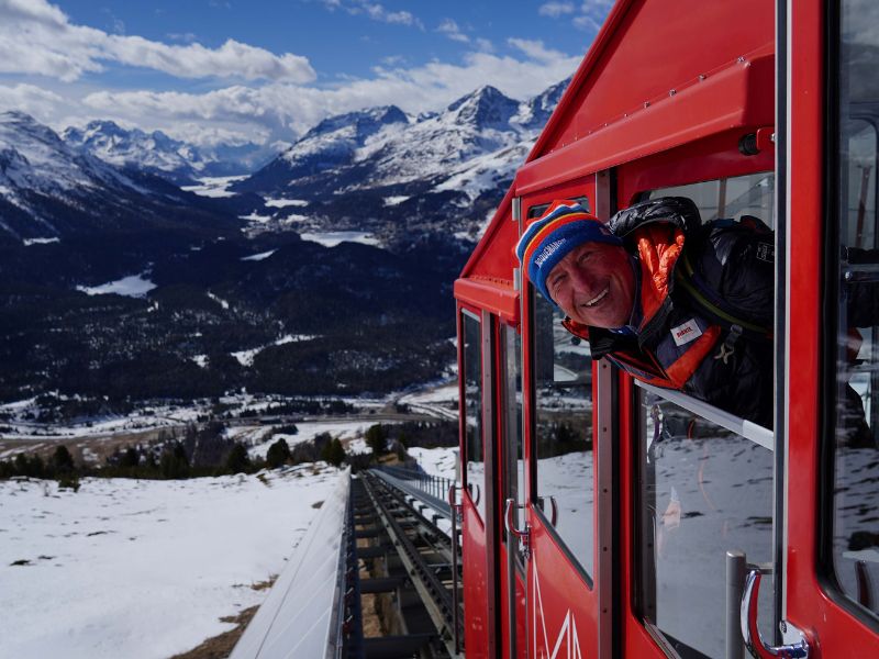 Taking the cog railway to the top of the mountain.