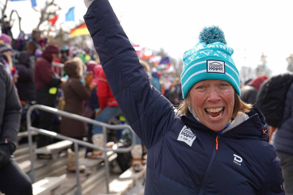 Loppet Director Claire Wilson celebrating a successful Loppet Cup!