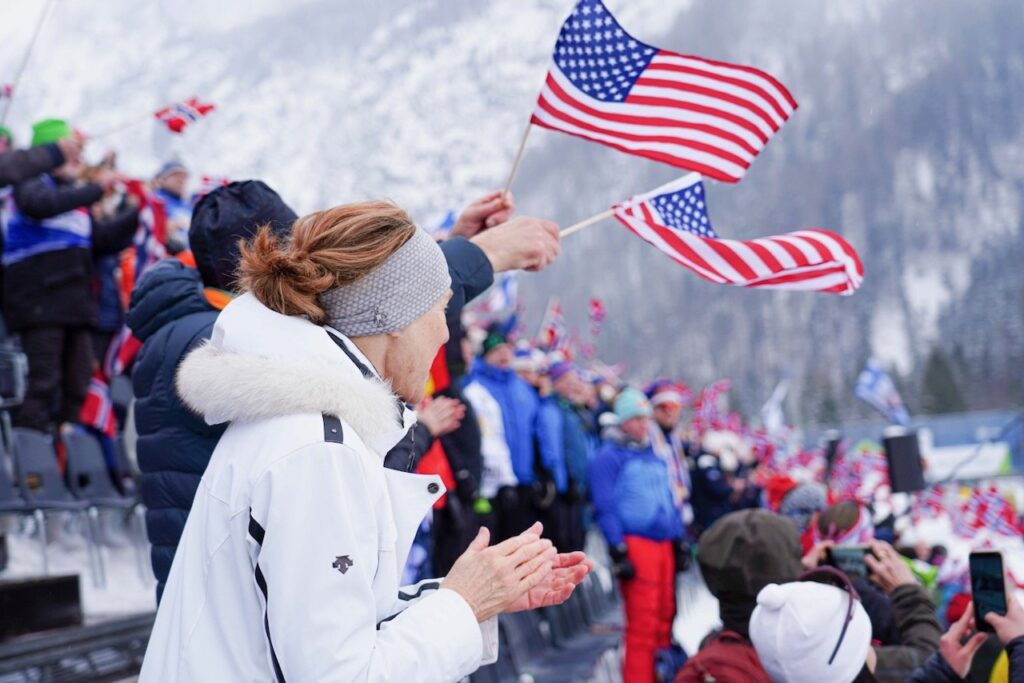 New Moonies cheering for Team USA at the races