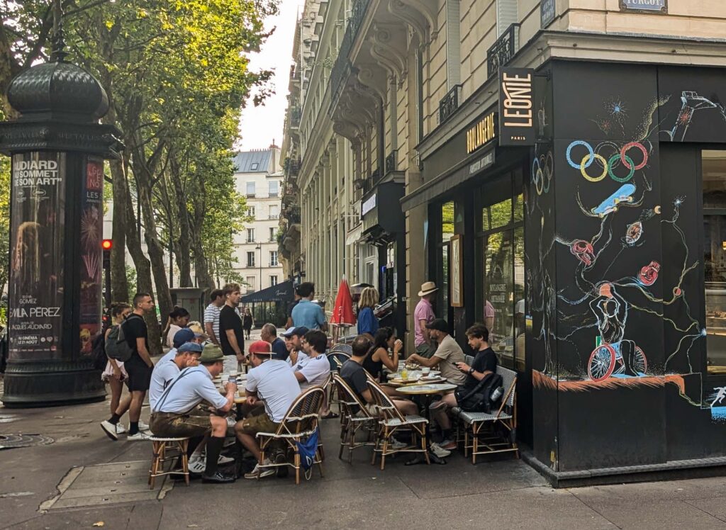 Cafes packed with international fans in Paris.