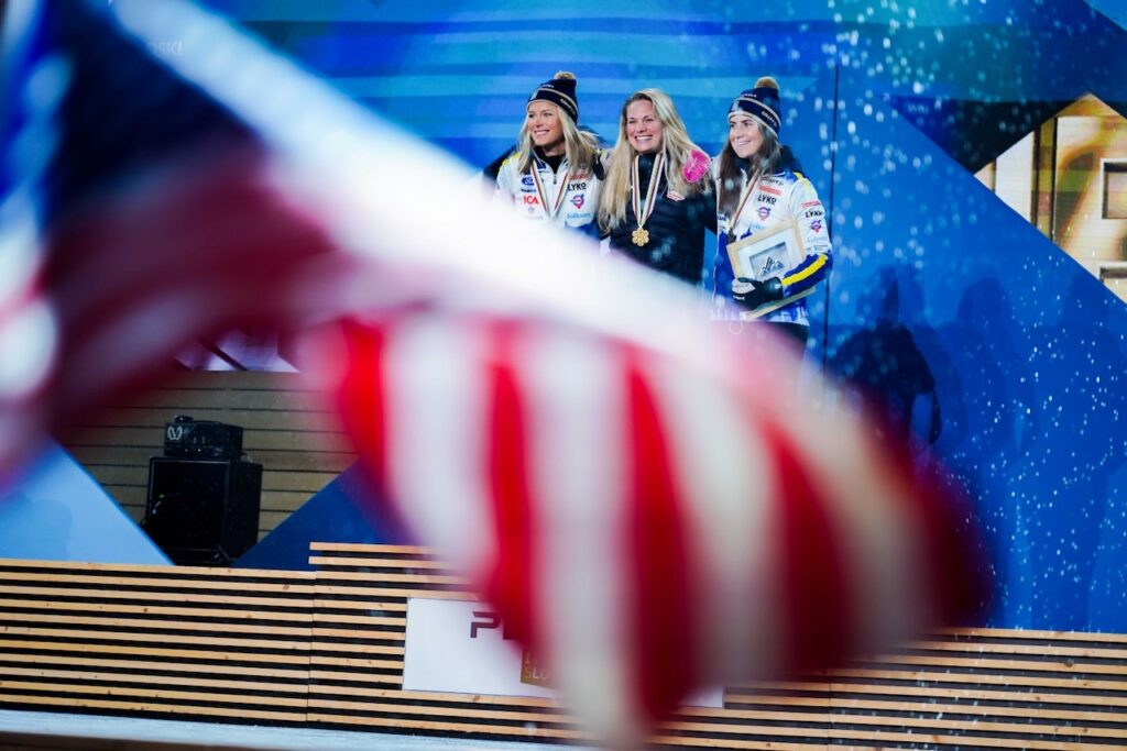 Diggins winning Gold at the 2023 Planica World Champs.